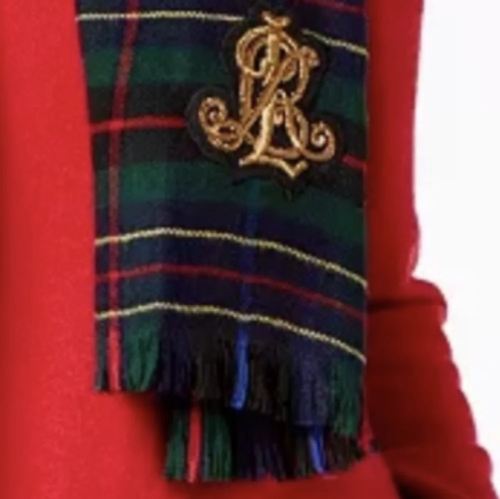 LRL Wrap Scarf Tartan Plaid Regal Crest Fringed Traditional Preppy Mina Blue Red